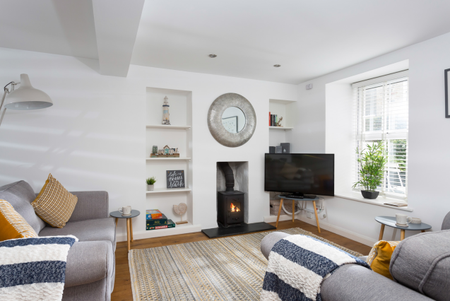 Anchorage Cottage - Sitting area and woodburner